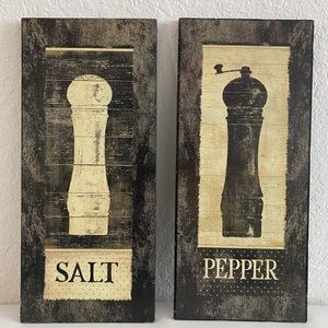 As is Two Decorative Wall Hangings Salt And Pepper
